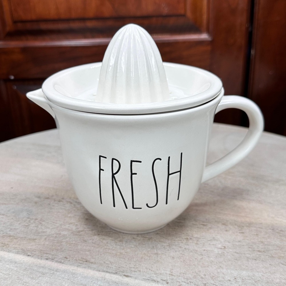 Rae Dunn "Fresh" White Ceramic Citrus Juicer Farmhouse Kitchen Decor